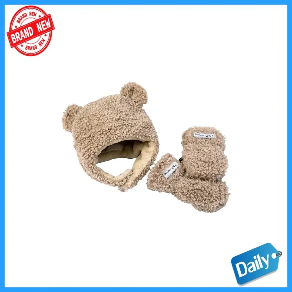 Baby Winter Hat Mittens Set Ultra Soft Fleece Lining Machine Washable